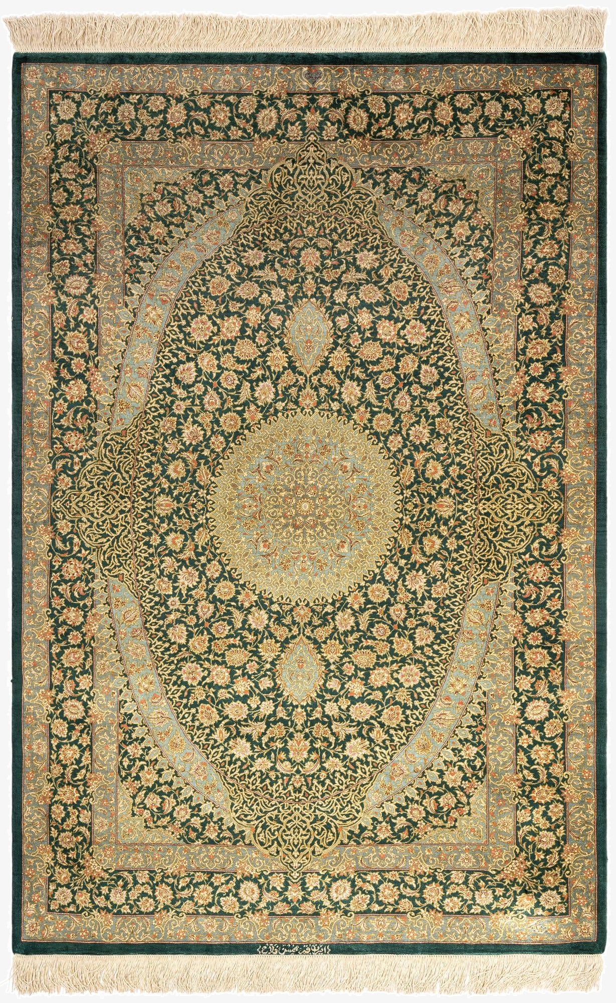 3' 4 x 4' 11 Ghom Silk Rug