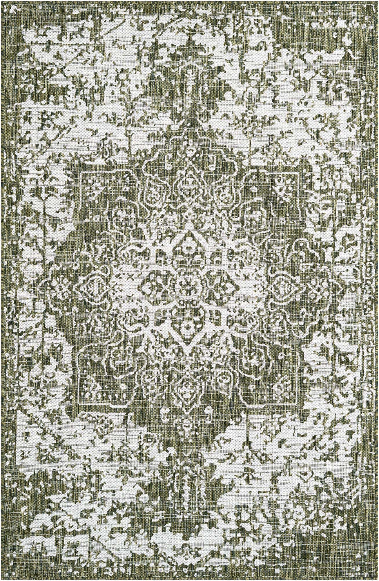 Custom Green Easy-Clean Jill Zarin Indoor / Outdoor Rug