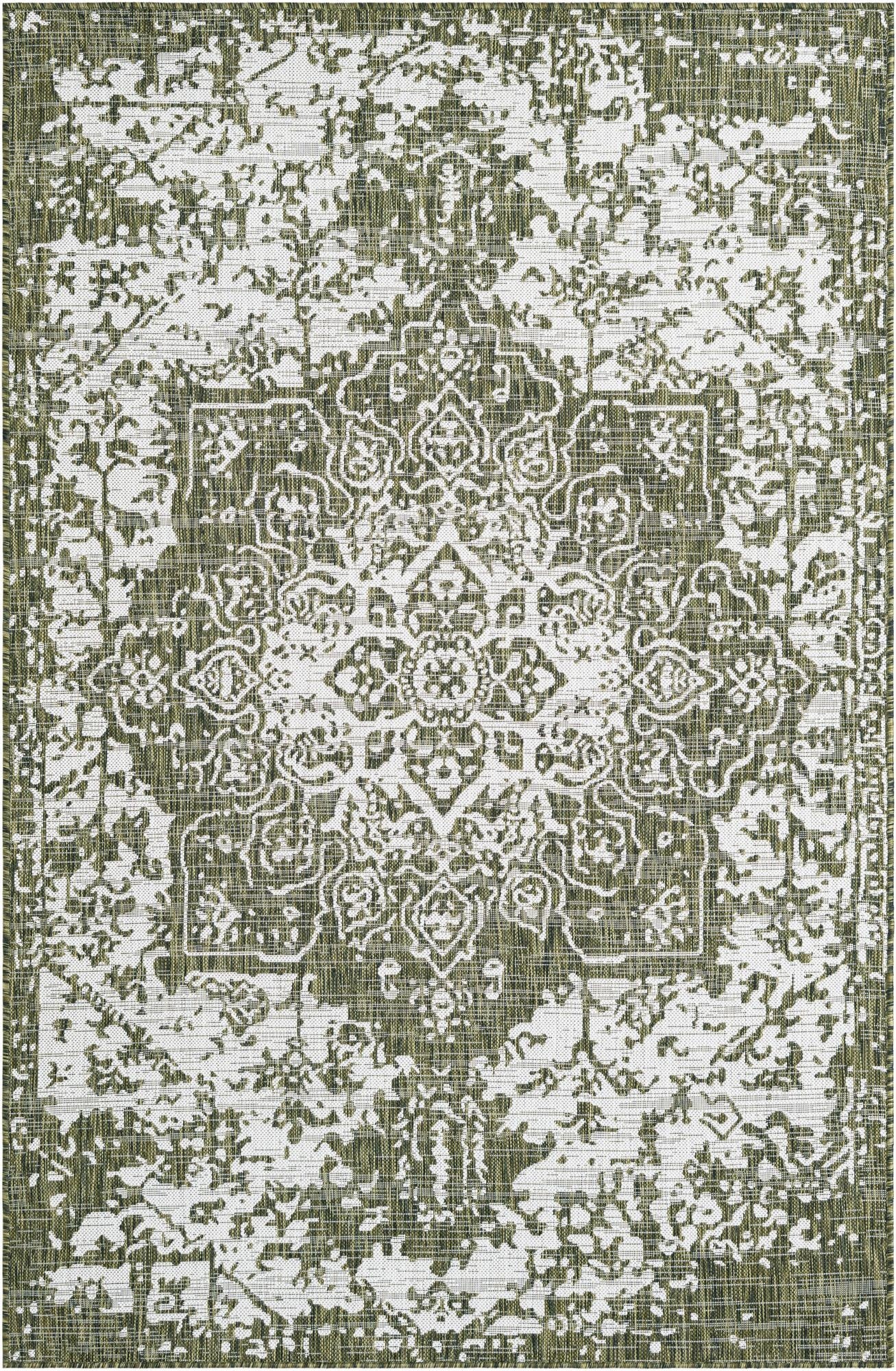 Custom Green  Washable Jill Zarin Indoor / Outdoor Rug