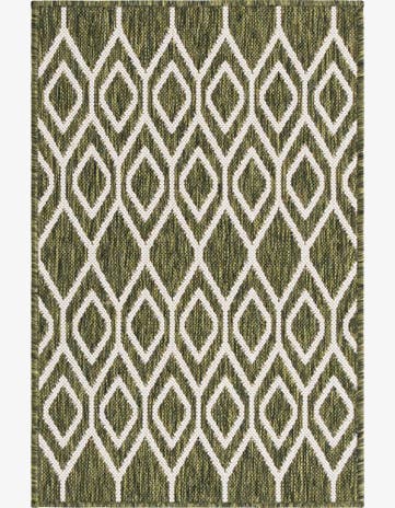 Green Easy-Clean Jill Zarin Turks and Caicos Indoor / Outdoor Rug