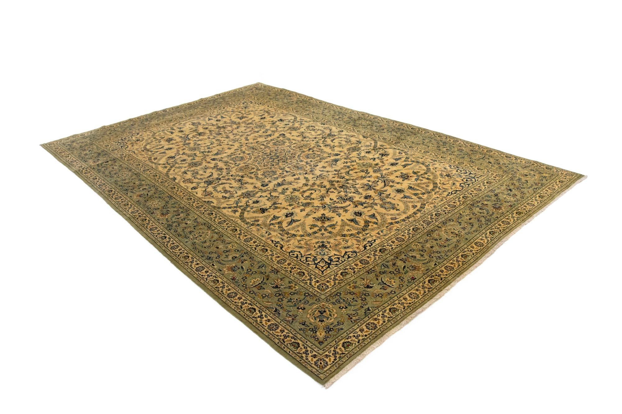 9' 1 x 13' 3 Hand Knotted Kashan Persian Wool Rug