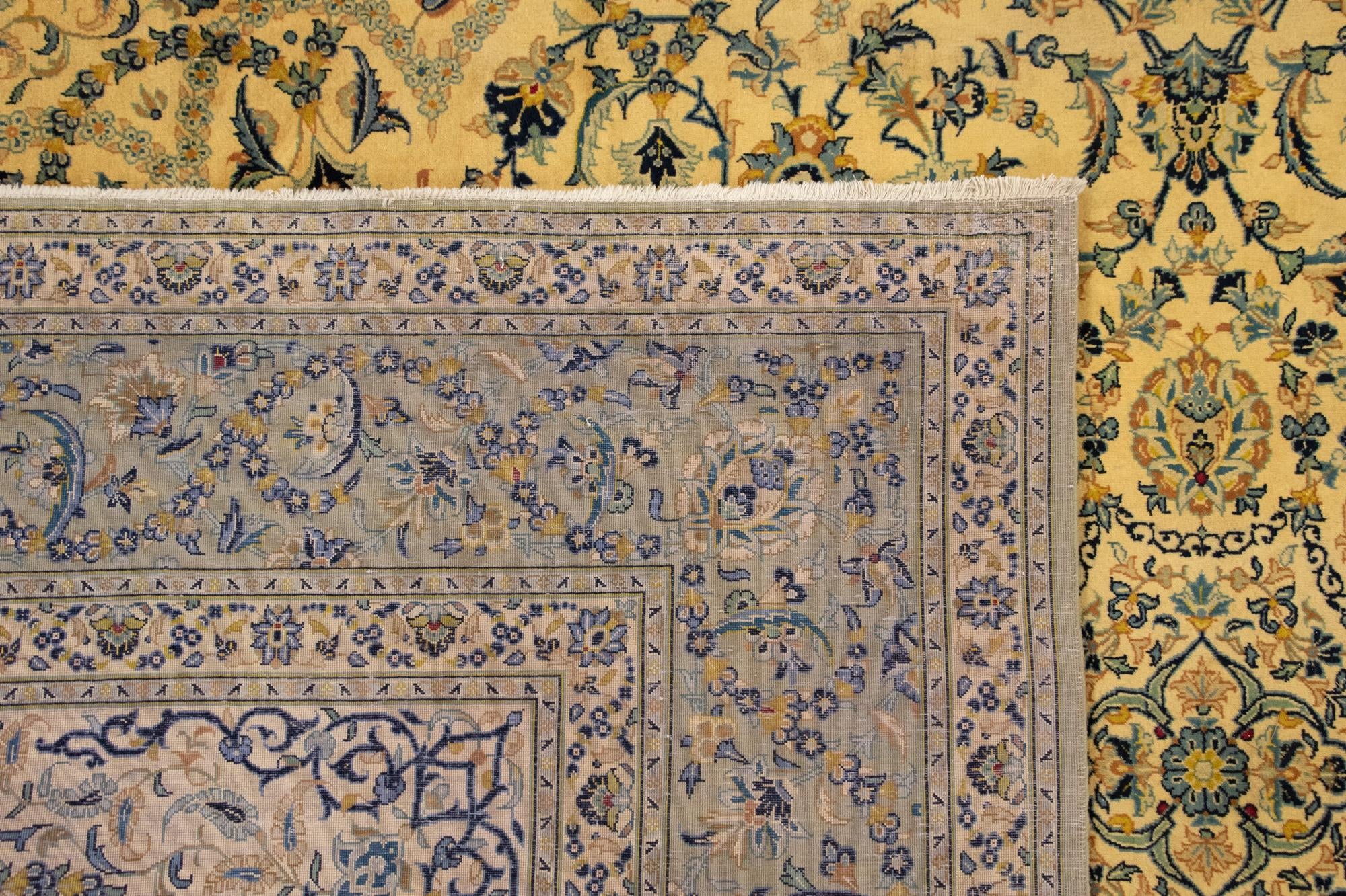 9' 1 x 13' 3 Hand Knotted Kashan Persian Wool Rug