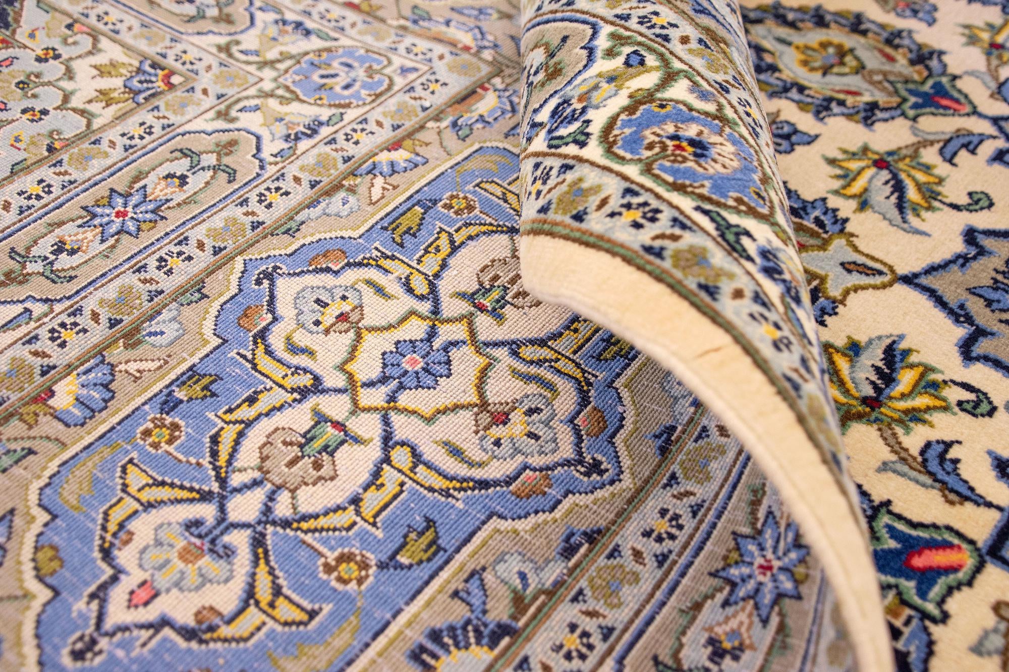 9' 8 x 12' 11 Hand Knotted Kashan Persian Wool Rug