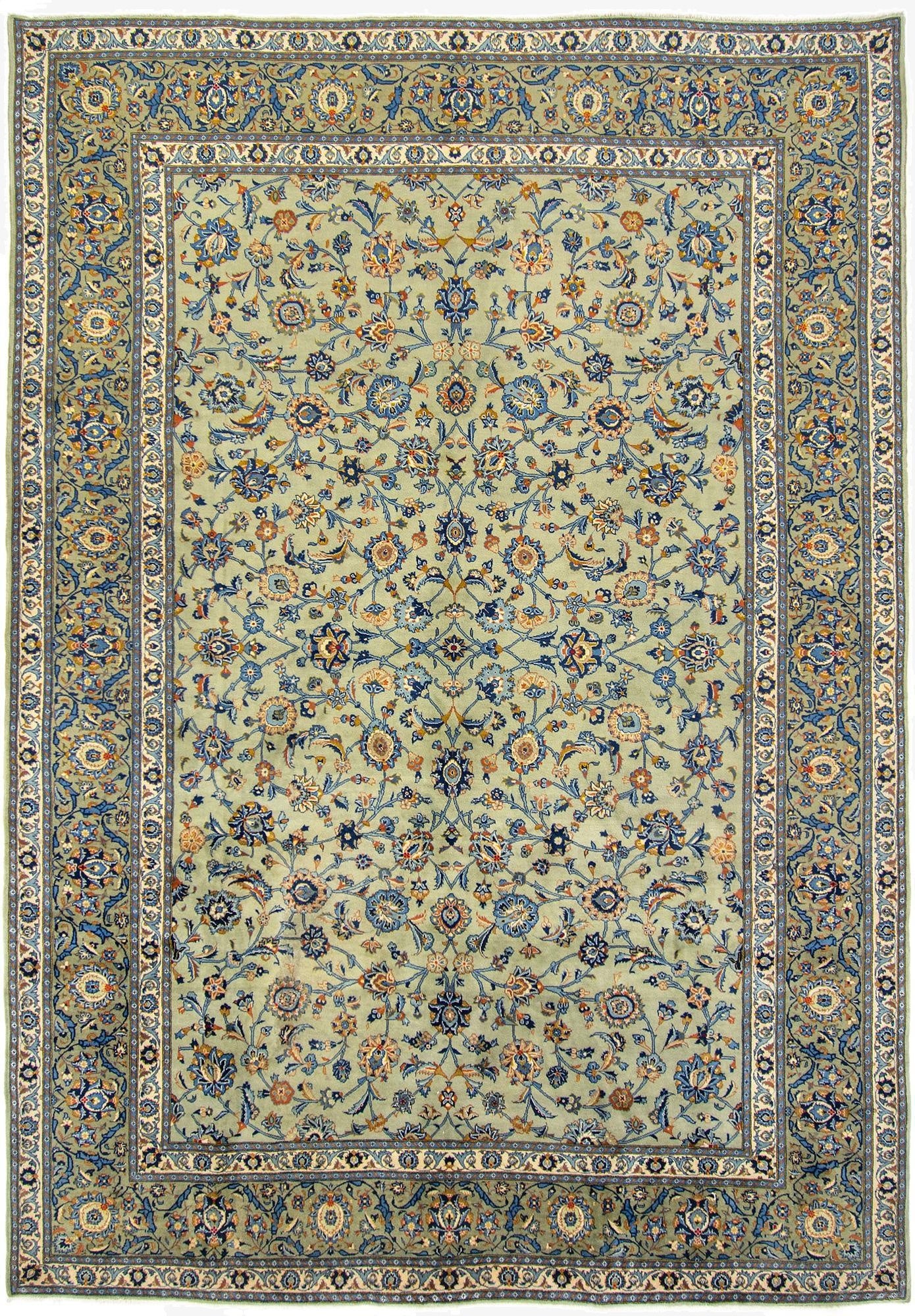 9' 5 x 13' 3  Hand Knotted Kashan Persian Rug