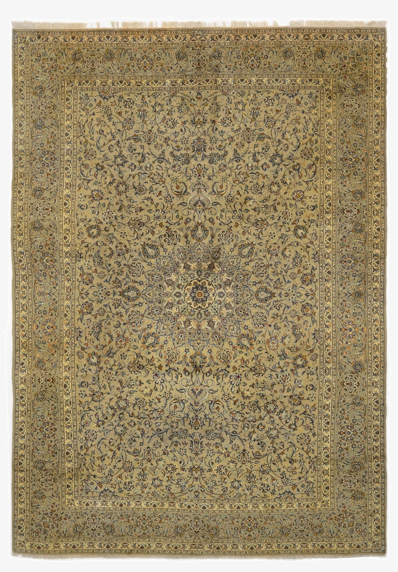 9' 8 x 13' 5  Hand Knotted Kashan Persian Wool Rug