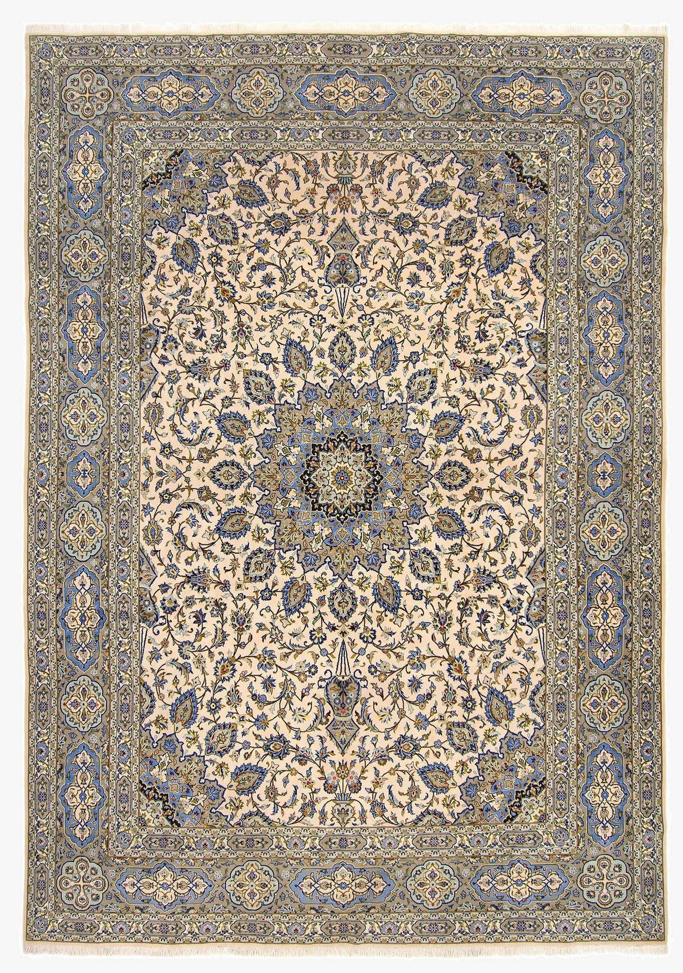 9' 8 x 12' 11  Hand Knotted Kashan Persian Wool Rug