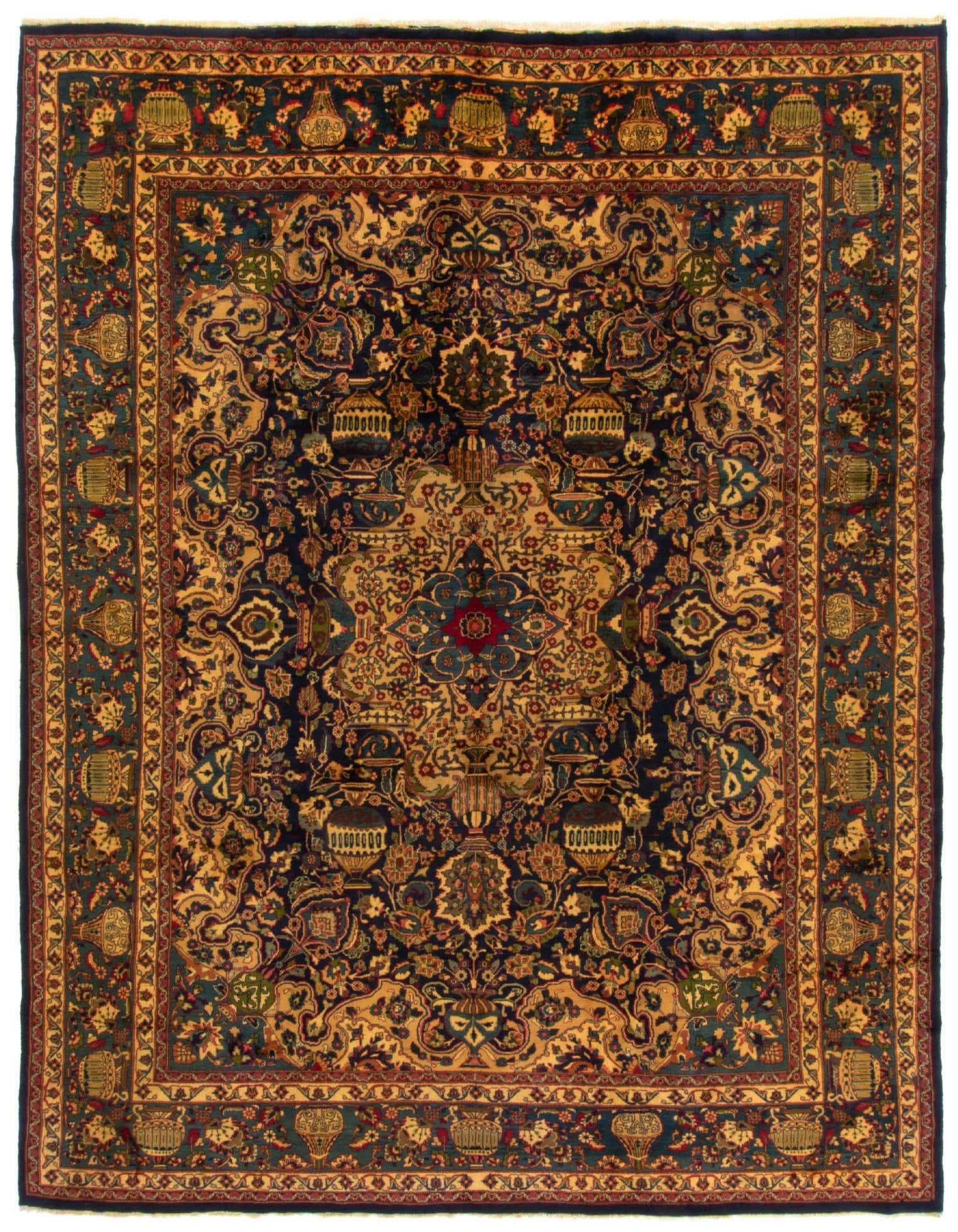 9' 4 x 12' 7 Hand Knotted Kashmar Persian Wool Rug