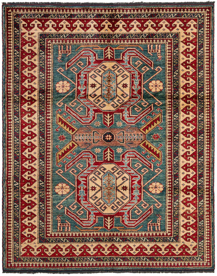 Detail image of 5' 2 x 6' 4 Hand Knotted Kazak Wool Rug