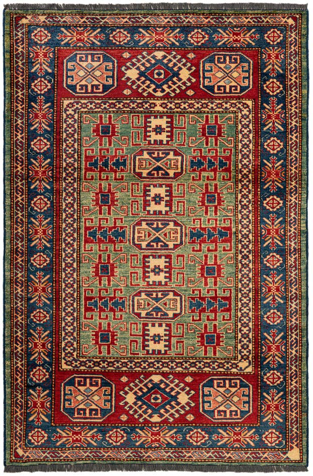 Detail image of 3' 11 x 5' 9 Hand Knotted Kazak Wool Rug