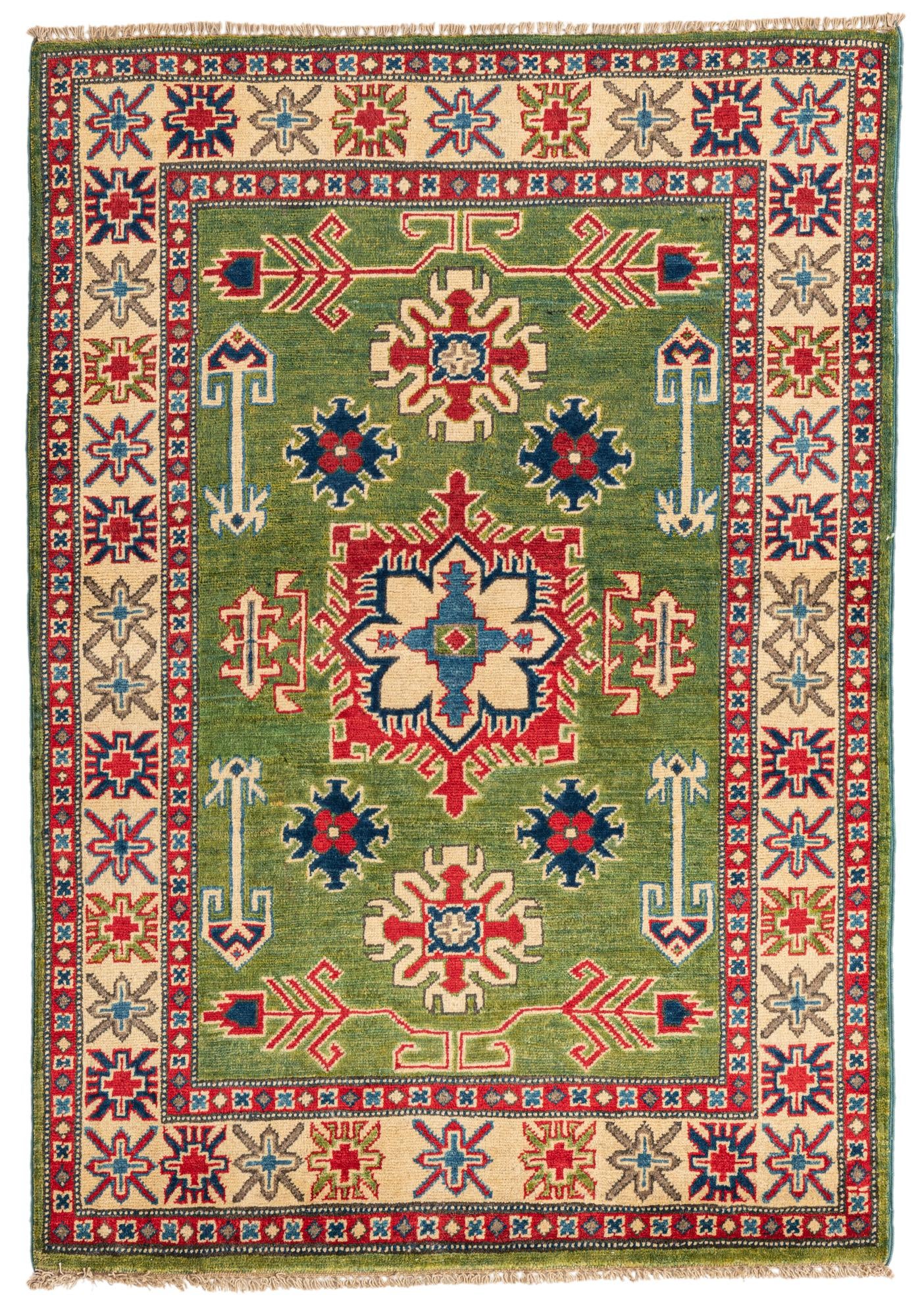 3' 4 x 4' 9 Hand Knotted Kazak Rug