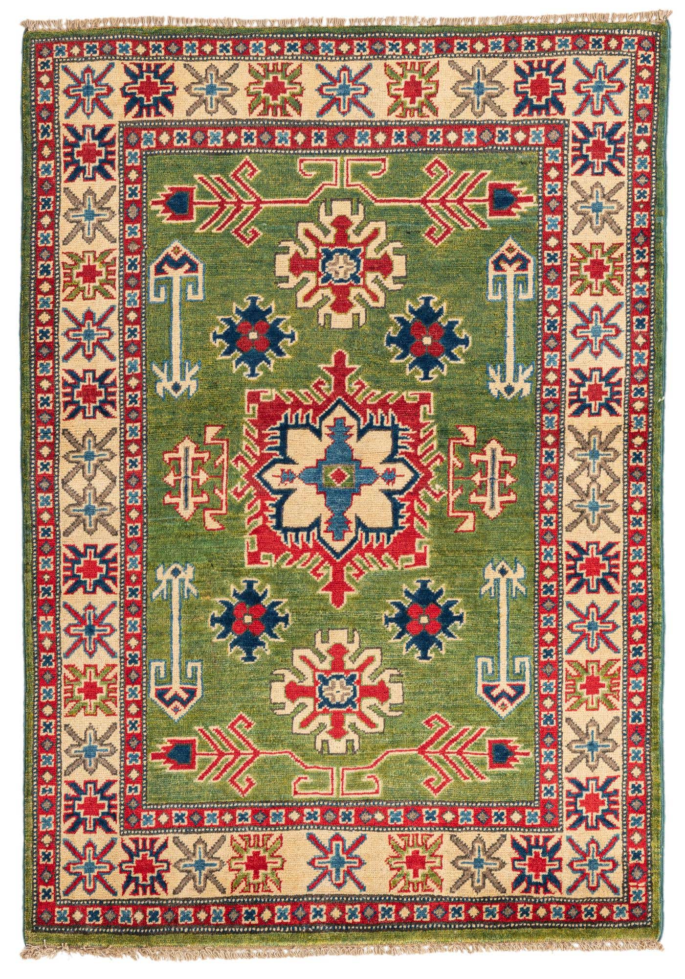 3' 4 x 4' 9 Hand Knotted Kazak Rug