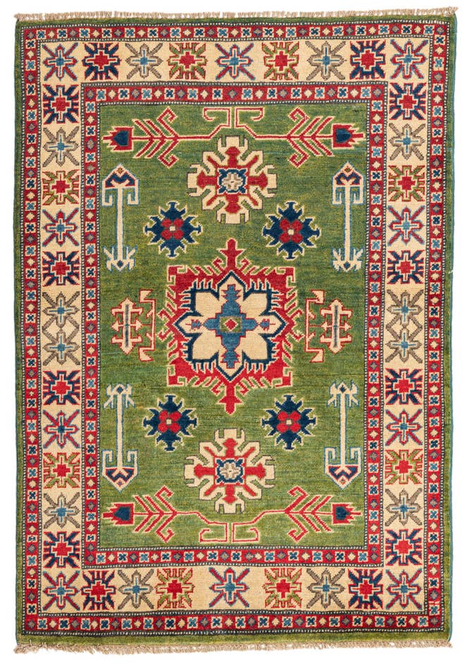 Detail image of 3' 4 x 4' 9 Hand Knotted Kazak Rug