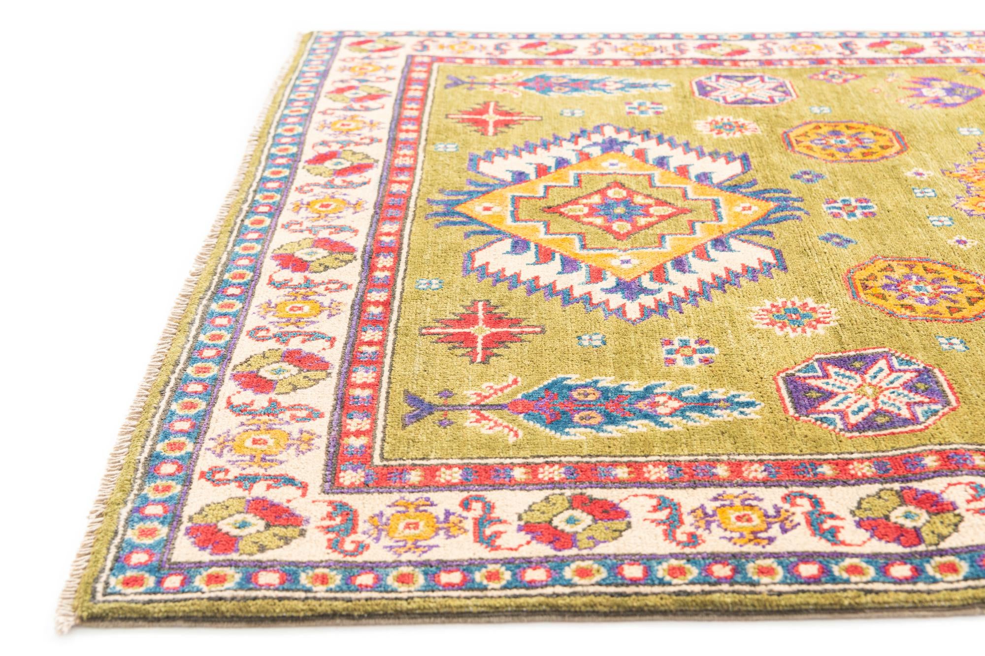 4' x 6' 2 Hand Knotted Kazak Rug