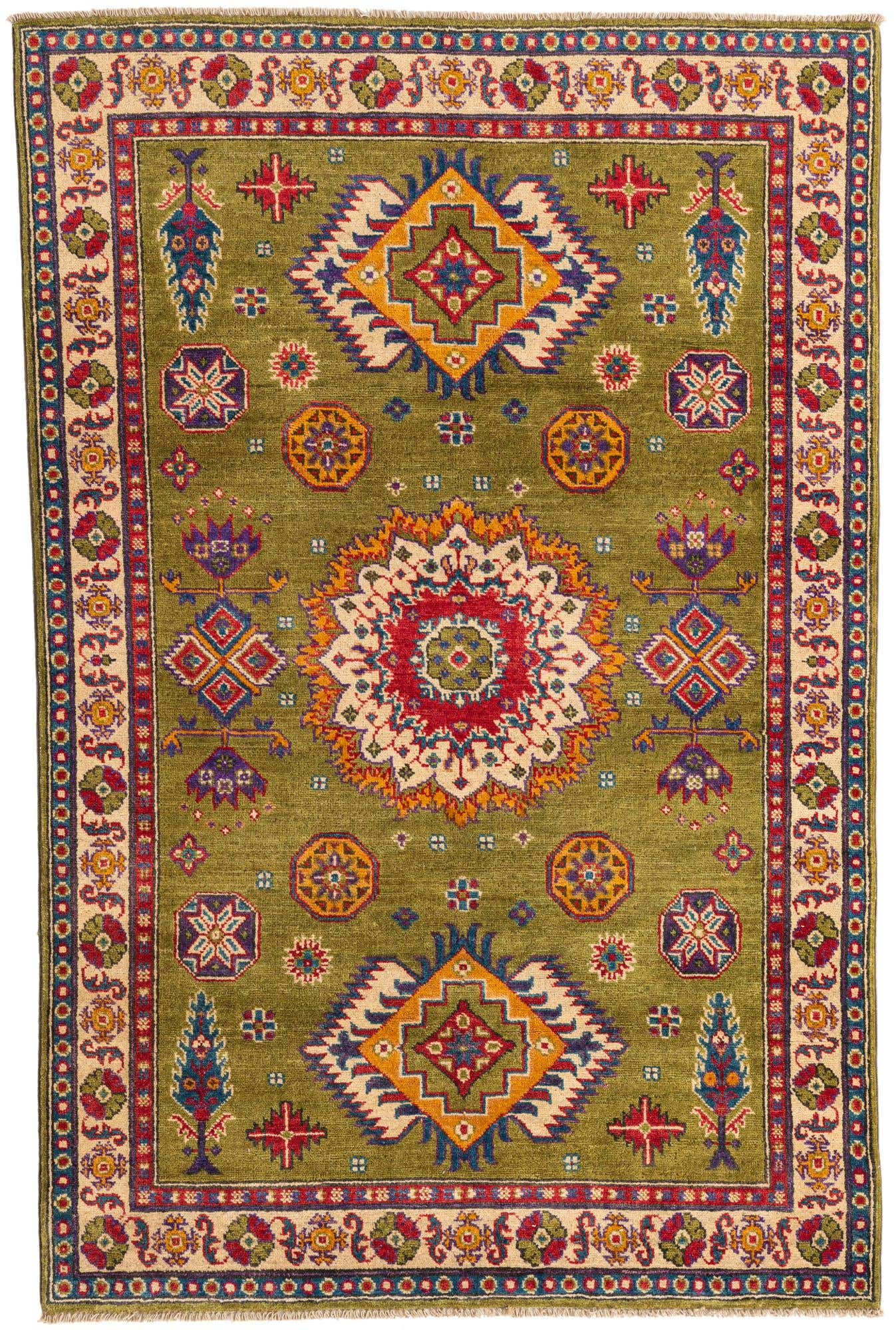 4' x 6' 2 Hand Knotted Kazak Rug