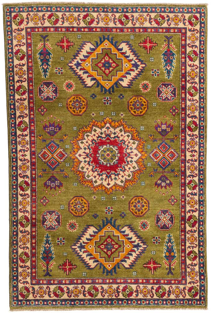 4' x 6' 2 Hand Knotted Kazak Rug