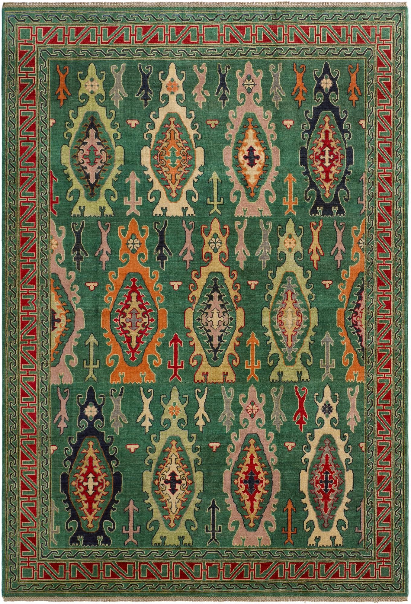 6' 9 x 9' 9 Hand Knotted Kazak Rug