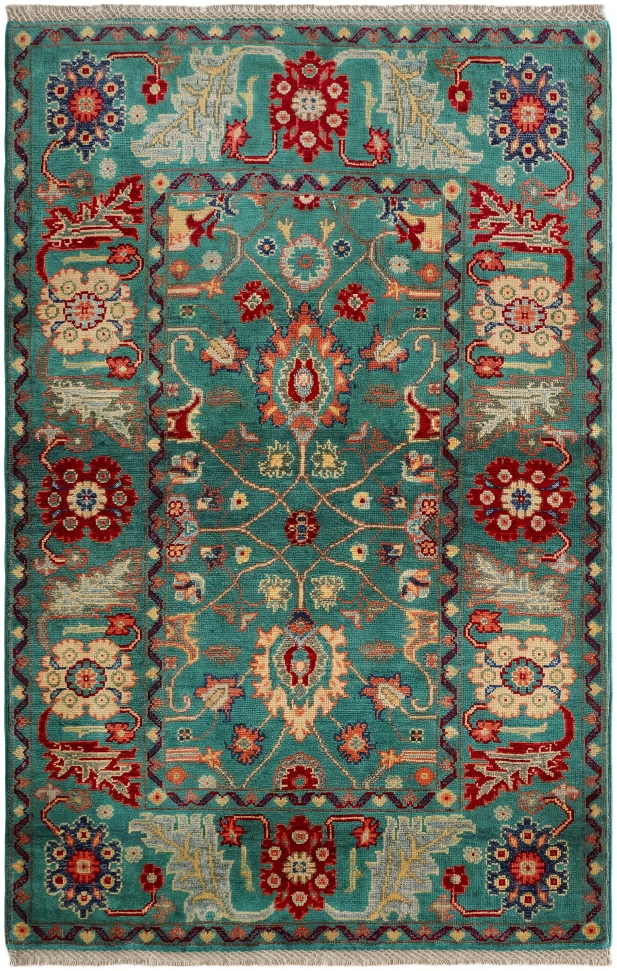 3' 2 x 4' 11 Hand Knotted Kazak Rug