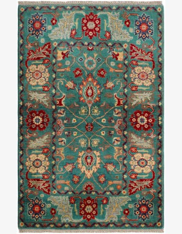 3' 2 x 4' 11 Hand Knotted Kazak Rug
