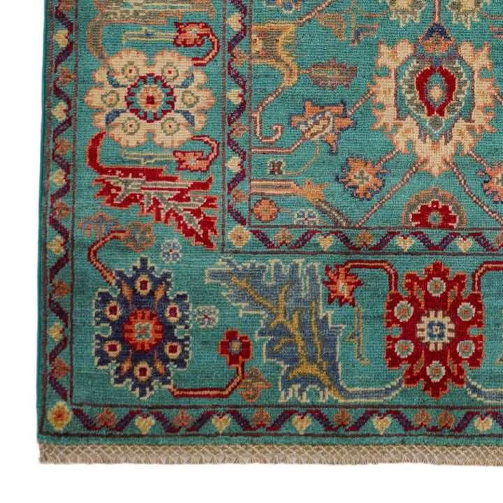 3' 4 x 4' 10 Hand Knotted Kazak Rug