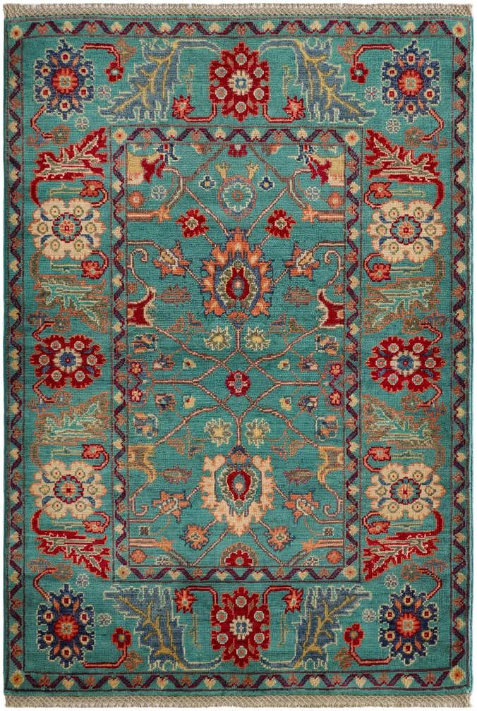 3' 4 x 4' 10 Hand Knotted Kazak Rug