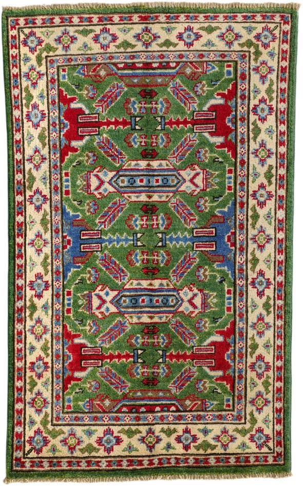 Detailansicht von 80cm x 125cm Handgeknüpft Kazak Teppich
