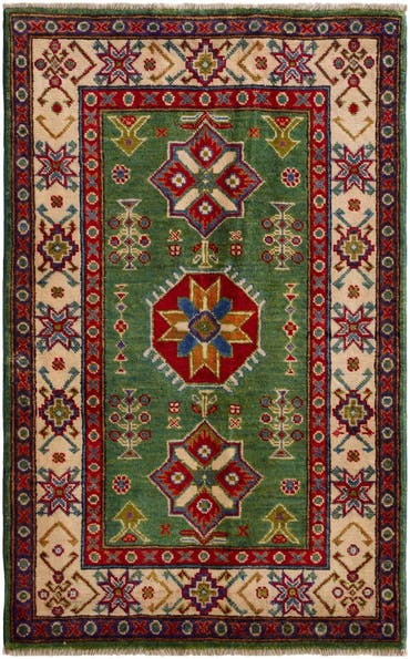  2' 8 x 4' 3  Hand Knotted Kazak Rug