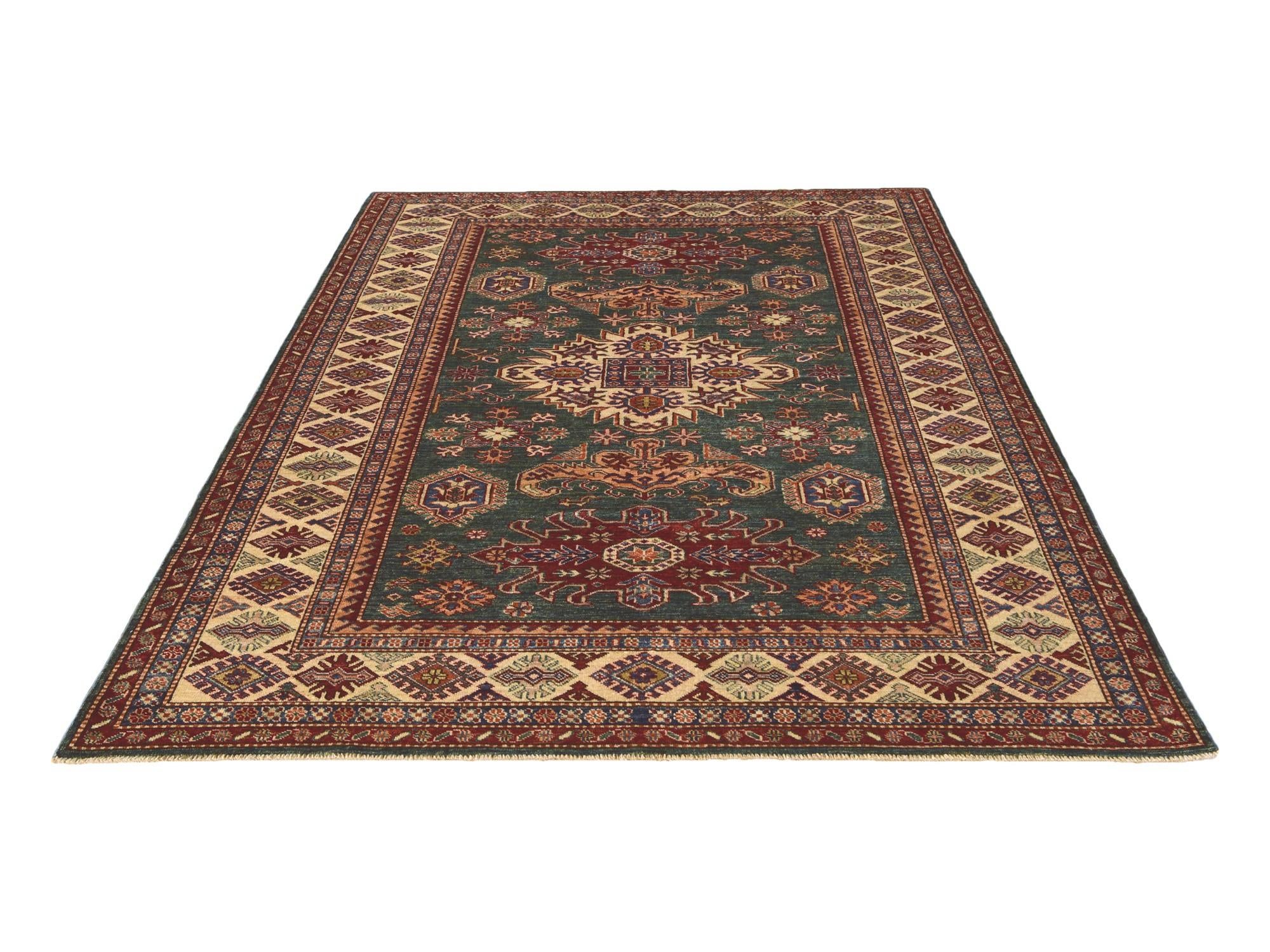 5' 9 x 8' Hand Knotted Kazak Rug