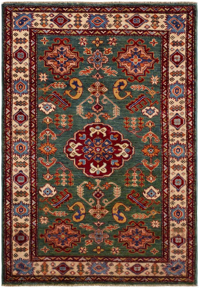 3' 4 x 4' 11 Hand Knotted Kazak Rug