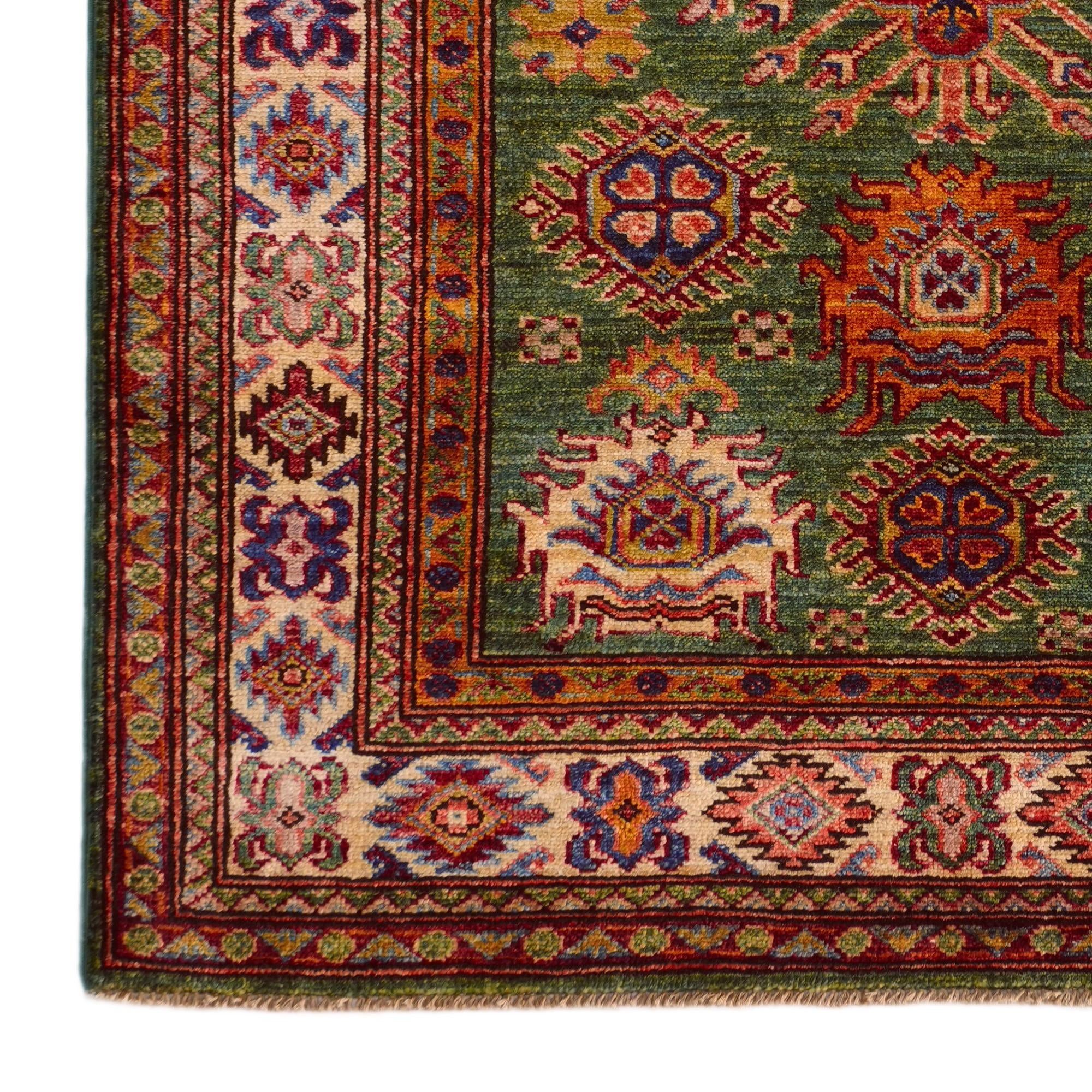 3' 5 x 5' Hand Knotted Kazak Rug