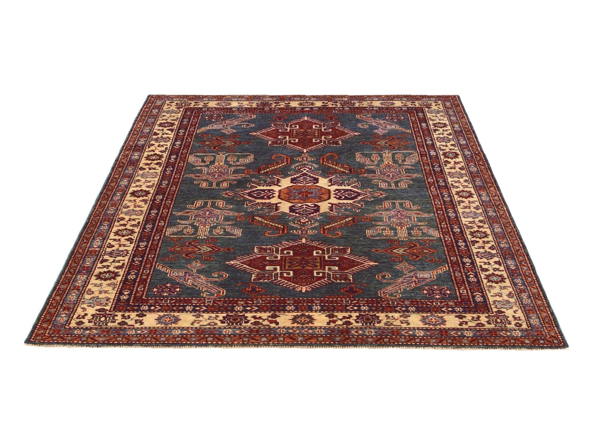 5' x 6' 7 Hand Knotted Kazak Rug