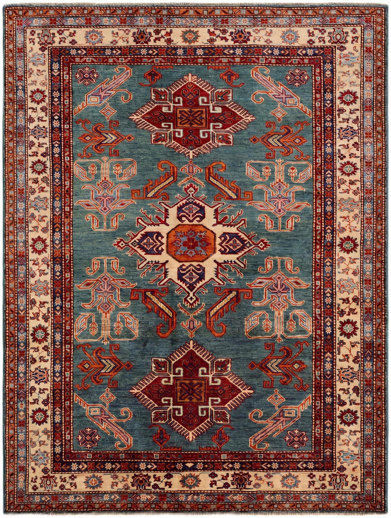 5' x 6' 7 Hand Knotted Kazak Rug