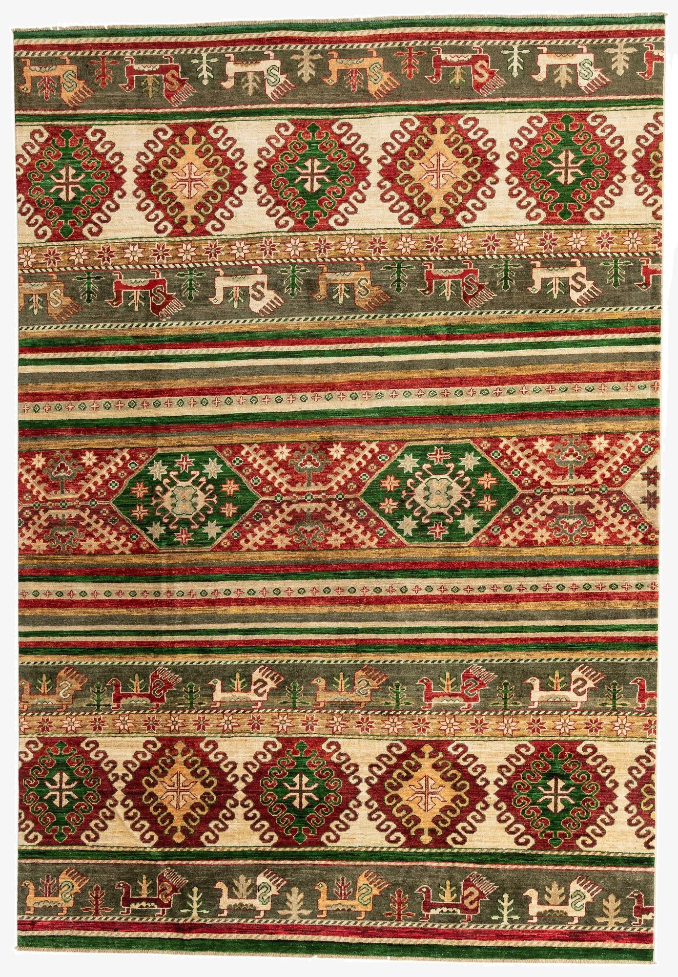 6' 7 x 9' 6  Hand Knotted Kazak Rug