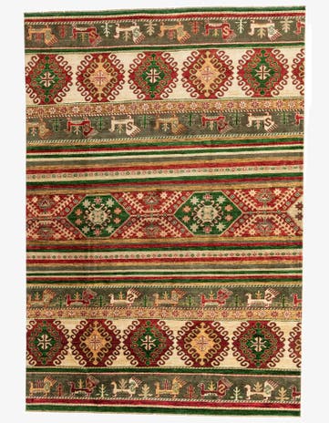 6' 7 x 9' 6 Hand Knotted Kazak Rug