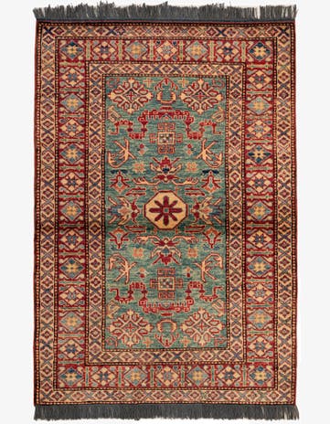 3' 3 x 4' 11 Hand Knotted Kazak Wool Rug
