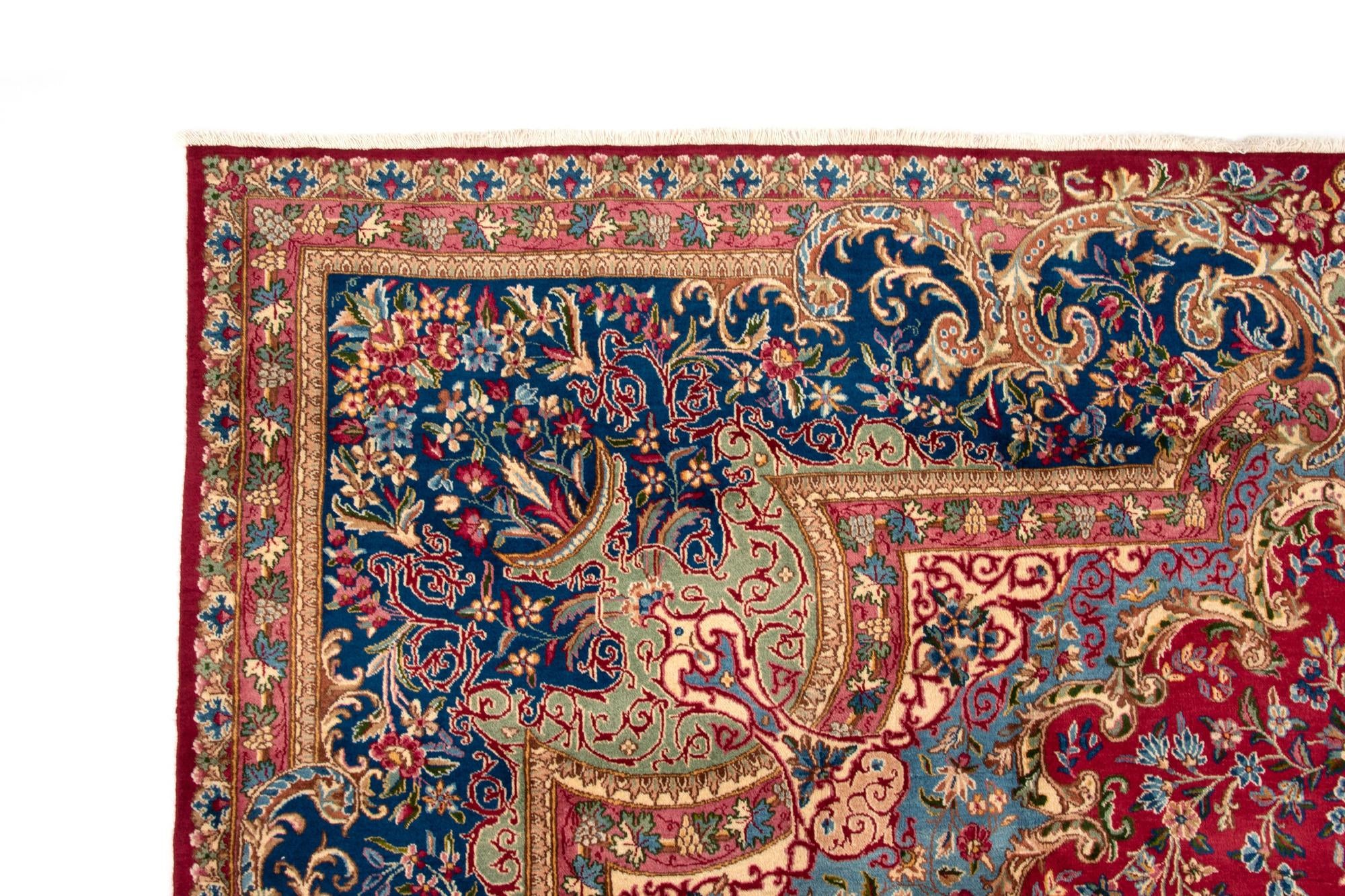 9' 7 x 12' 10 Hand Knotted Kerman Persian Wool Rug