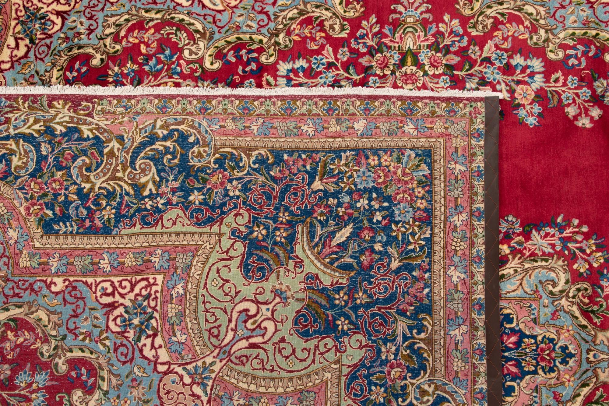 9' 7 x 12' 10 Hand Knotted Kerman Persian Wool Rug