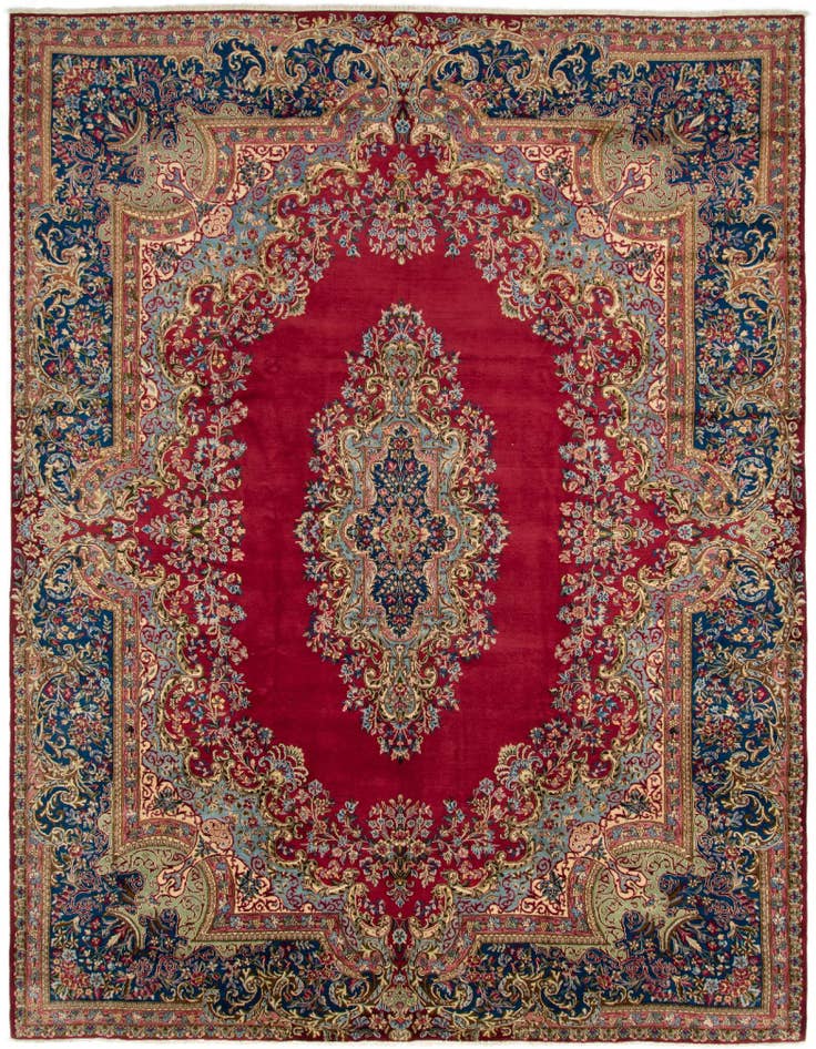Detail image of 9' 7 x 12' 10 Hand Knotted Kerman Persian Wool Rug