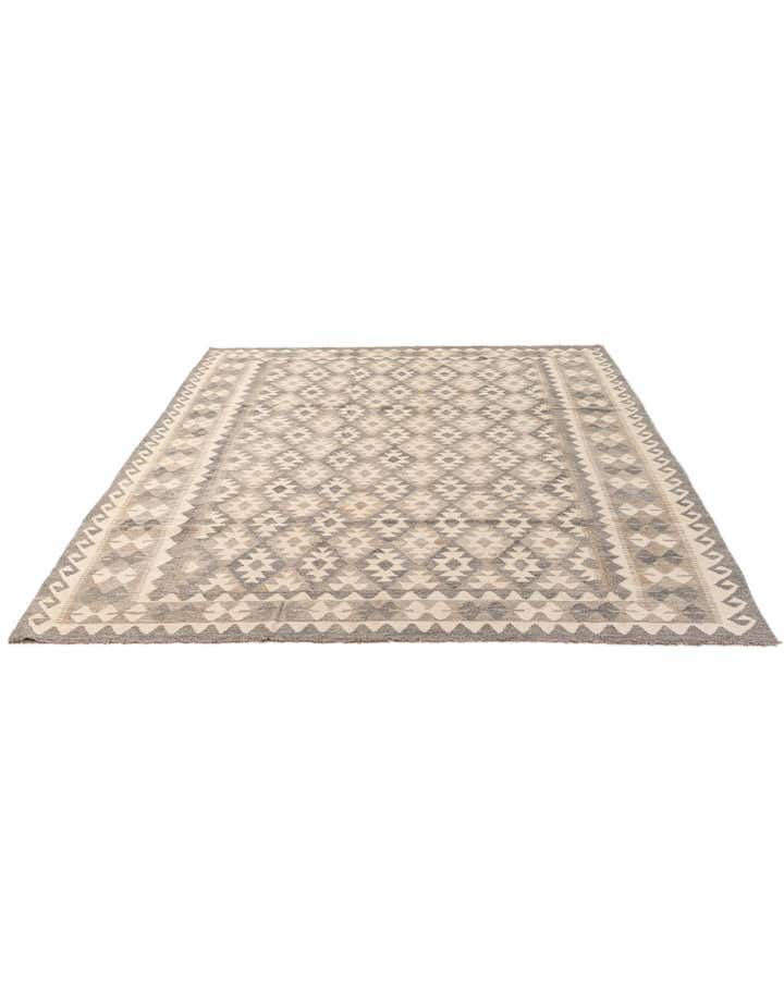 7' x 9' 9 Hand Woven Kilim Maymana Wool Rug