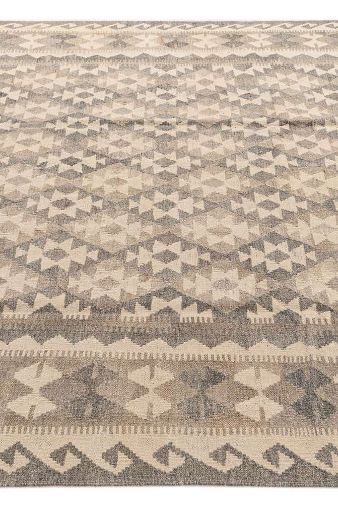 7' x 9' 9 Hand Woven Kilim Maymana Wool Rug