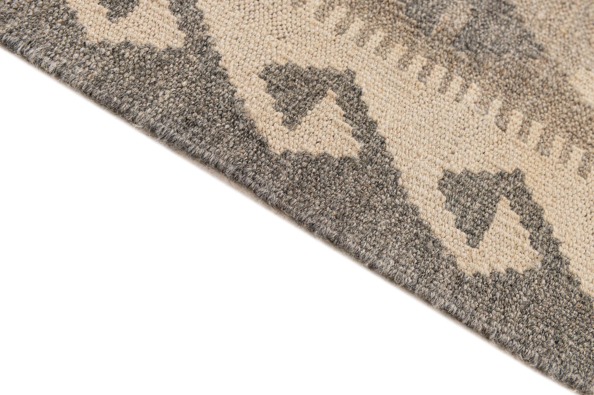 7' x 9' 9 Hand Woven Kilim Maymana Wool Rug