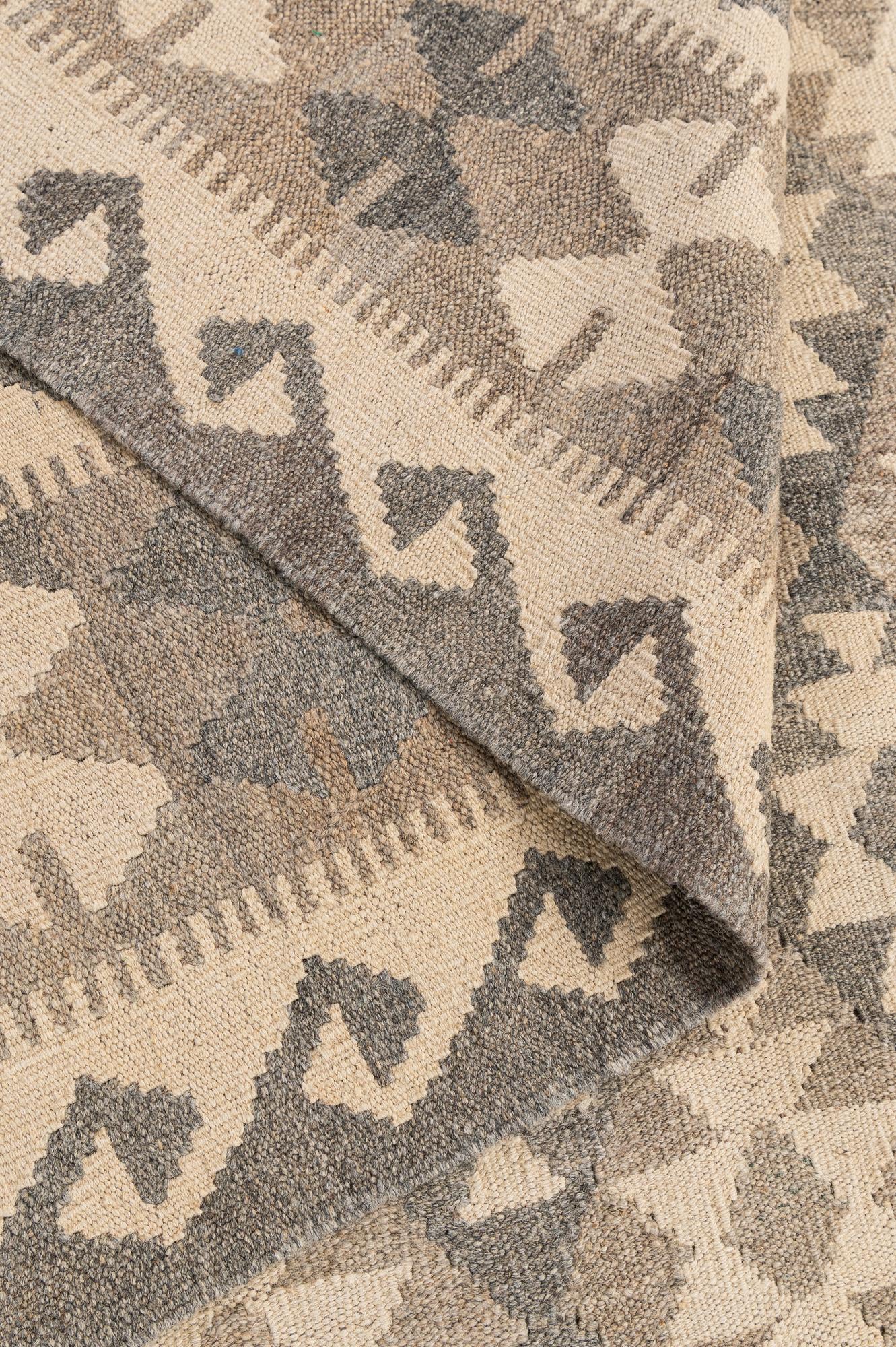 7' x 9' 9 Hand Woven Kilim Maymana Wool Rug