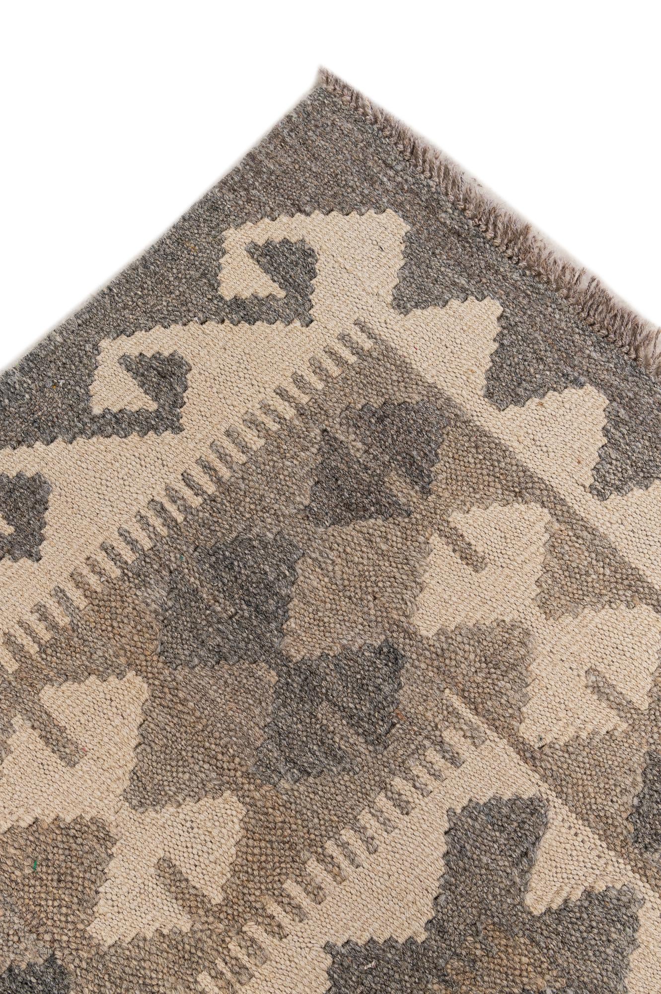 7' x 9' 9 Hand Woven Kilim Maymana Wool Rug