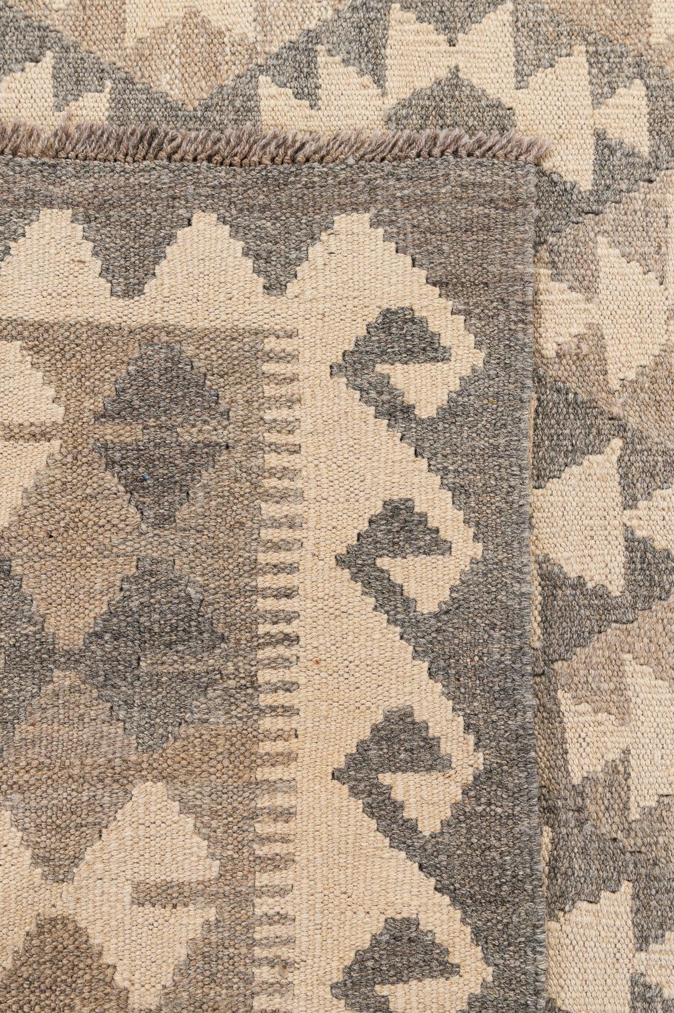 7' x 9' 9 Hand Woven Kilim Maymana Wool Rug