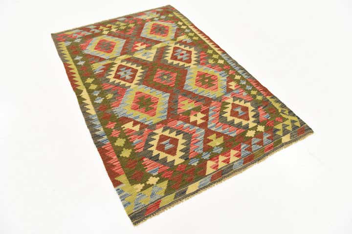 3' 3 x 5' Hand Woven Kilim Maymana Wool Rug