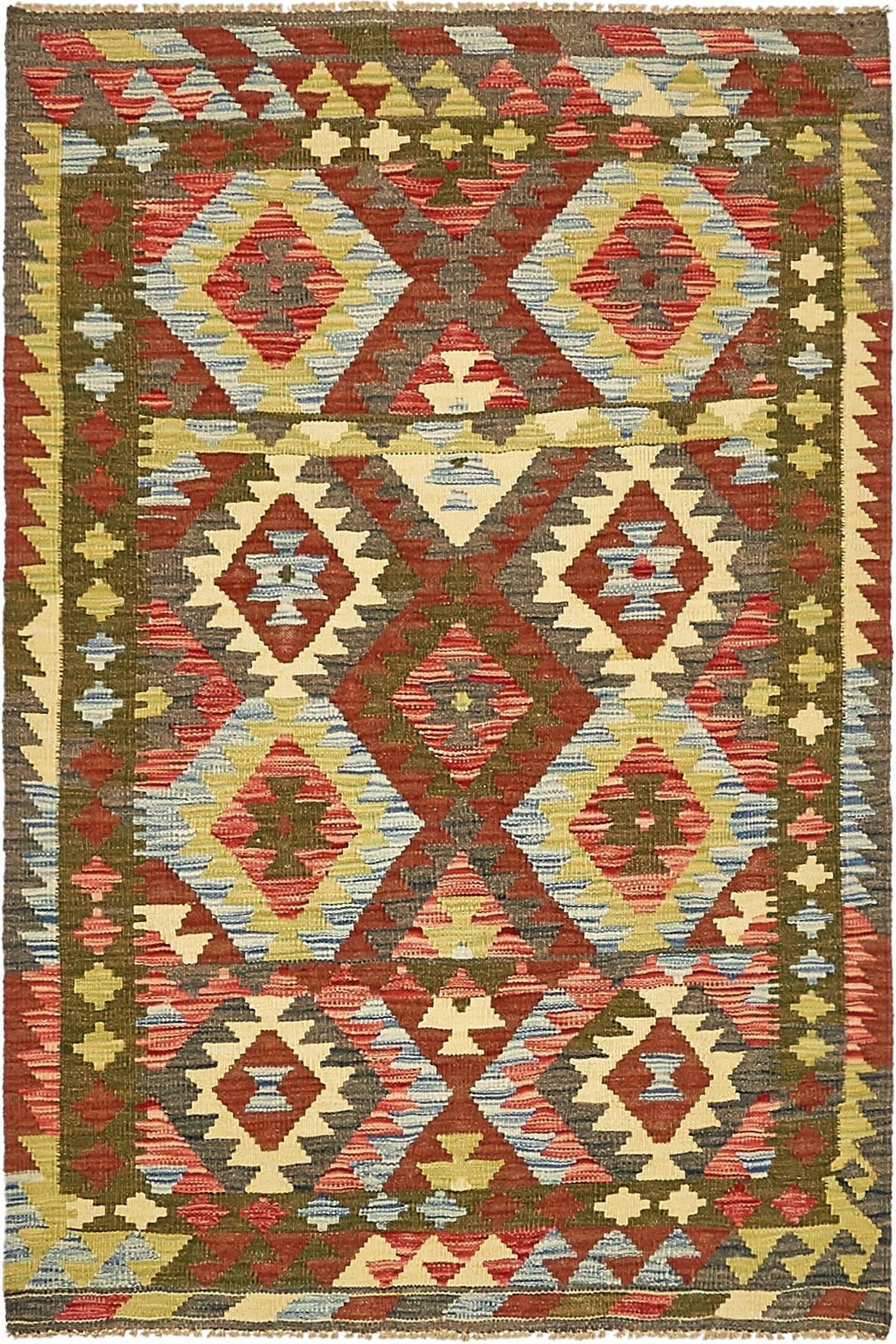 3' 3 x 5' Hand Woven Kilim Maymana Wool Rug