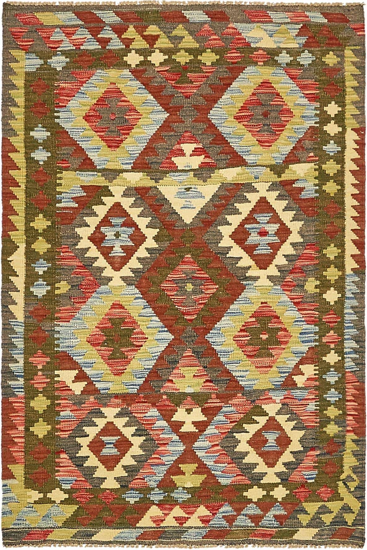 3' 3 x 5' Hand Woven Kilim Maymana Wool Rug