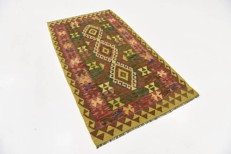 Detail image of 3' 7 x 6' 5 Hand Woven Kilim Maymana Wool Rug