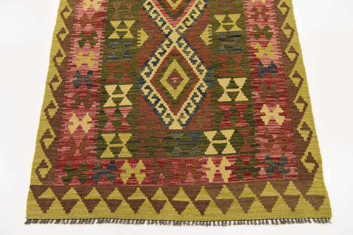3' 7 x 6' 5 Hand Woven Kilim Maymana Wool Rug