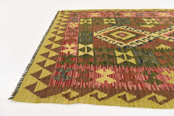 3' 7 x 6' 5 Hand Woven Kilim Maymana Wool Rug