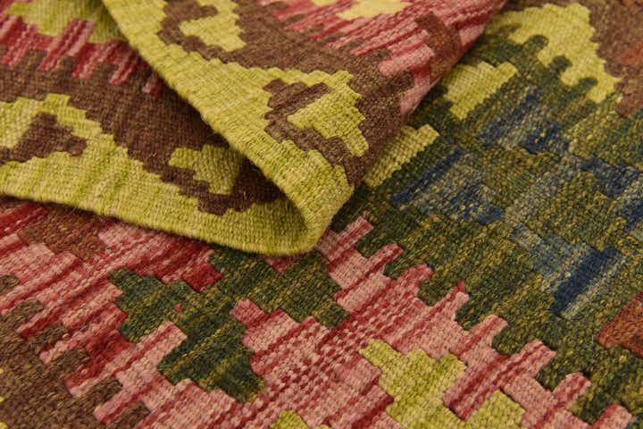 3' 7 x 6' 5 Hand Woven Kilim Maymana Wool Rug